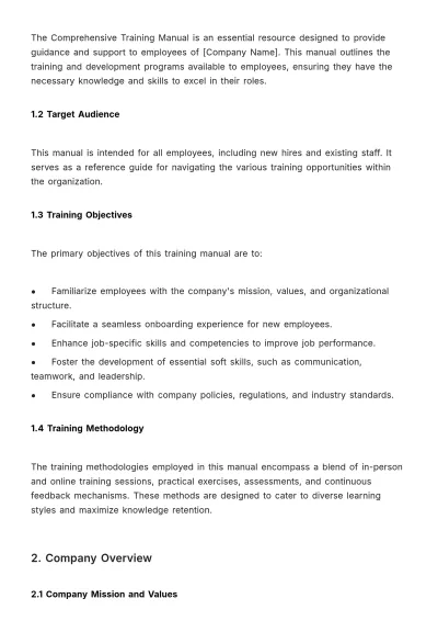 Free Comprehensive Training Manual HR Template to Edit Online