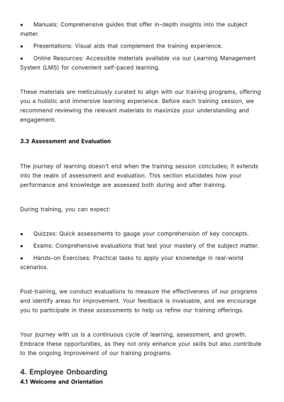 Free Comprehensive Training Manual HR Template to Edit Online