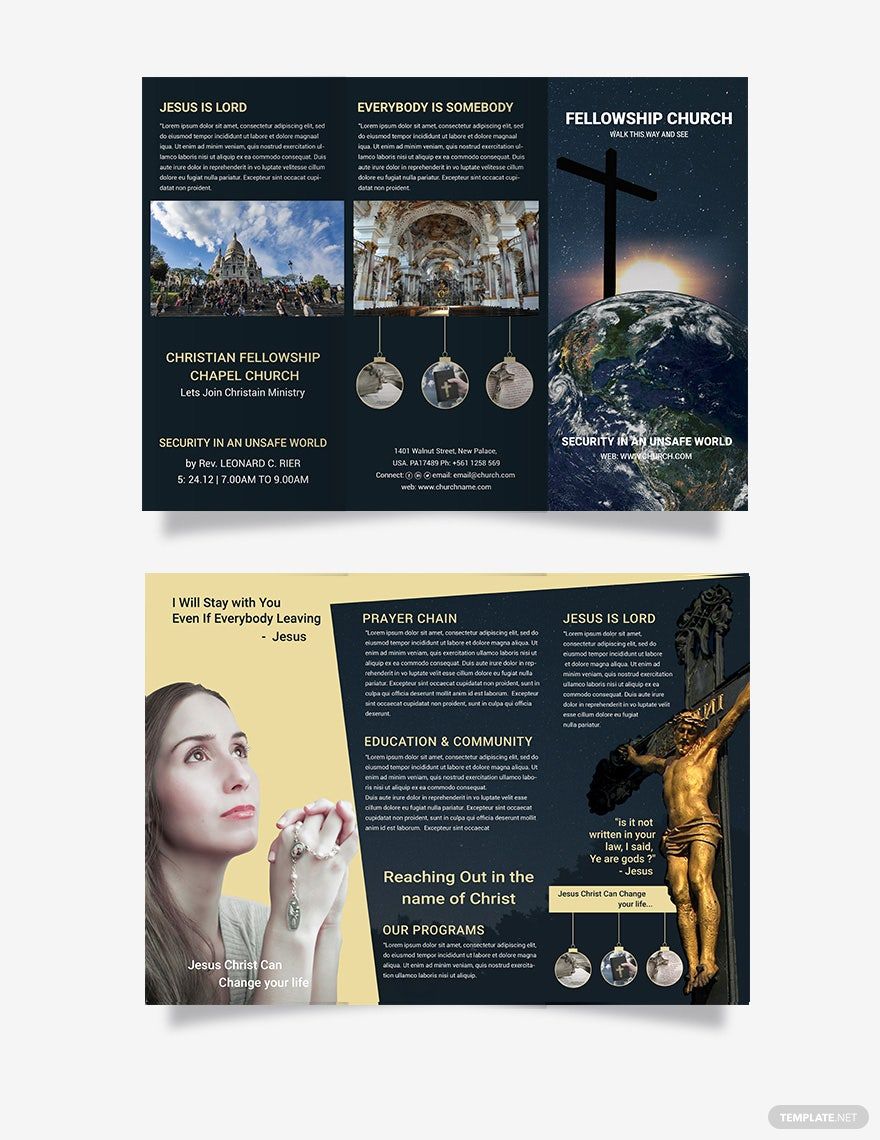 Sample Church Tri-Fold Brochure Template