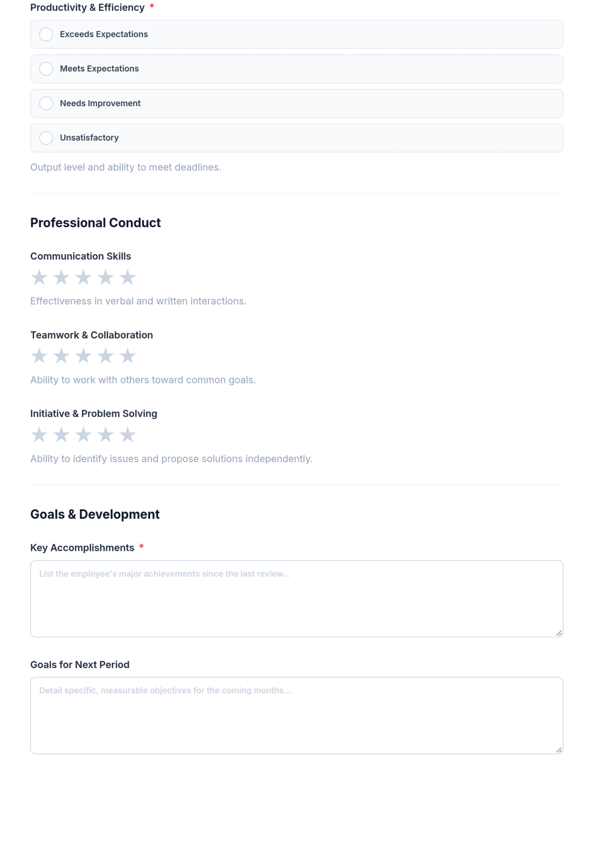 Free Performance Review Checklist HR Template & AI Maker