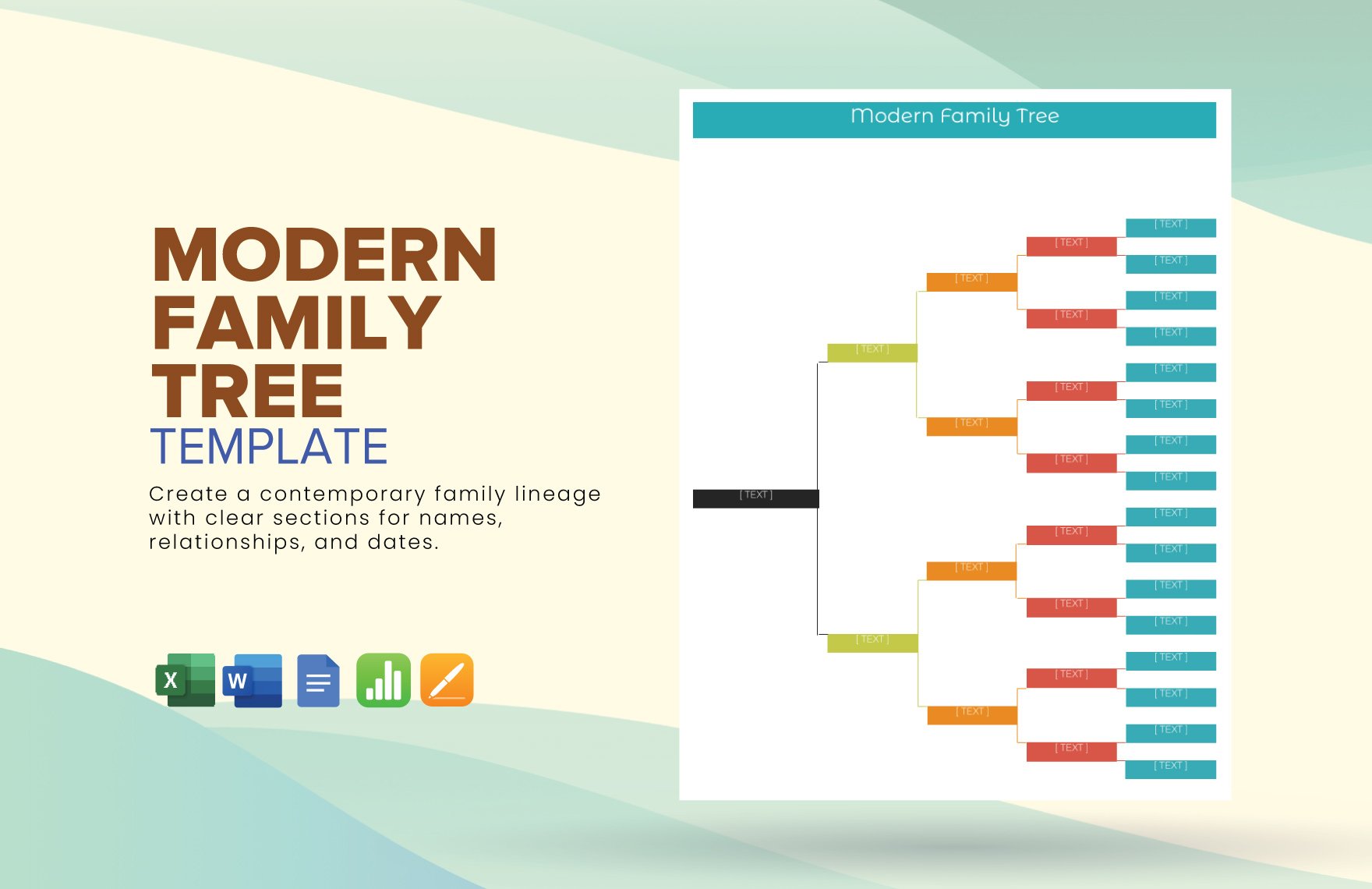 Modern Family Tree Template in Word, Google Docs, Excel, Apple Pages, Apple Numbers