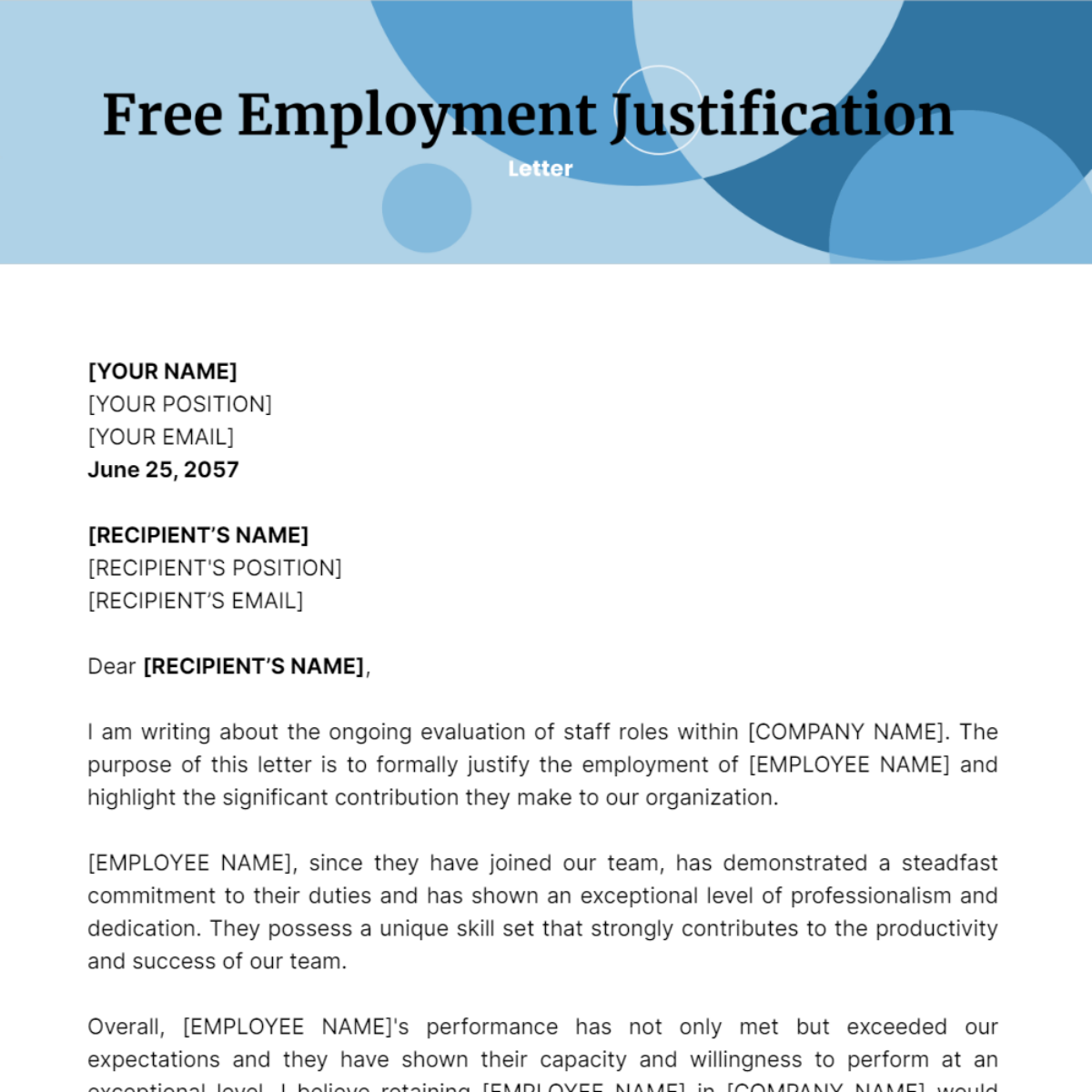 Employment Justification Letter Template