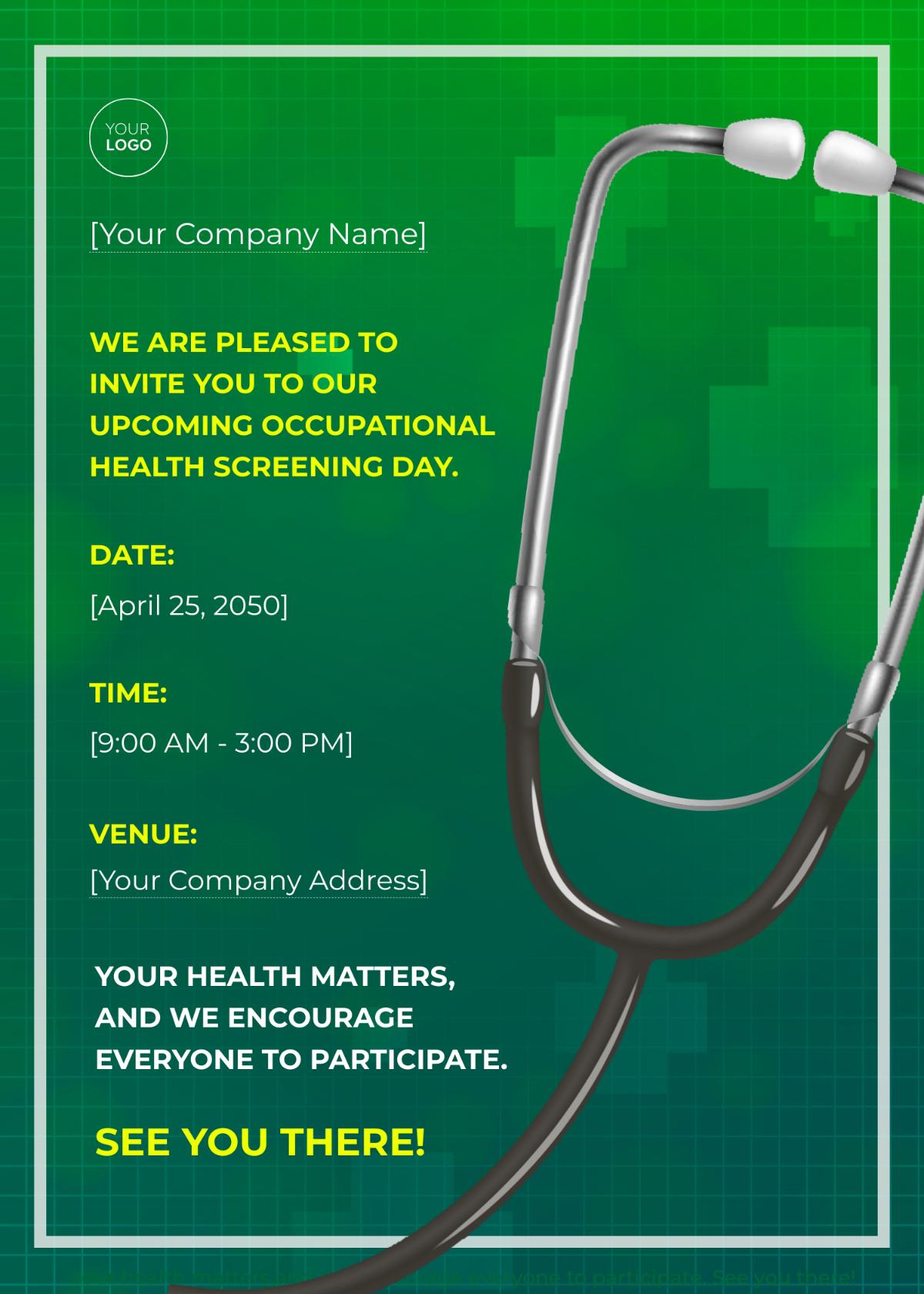 Occupational Health Screening Day Invitation Card Template