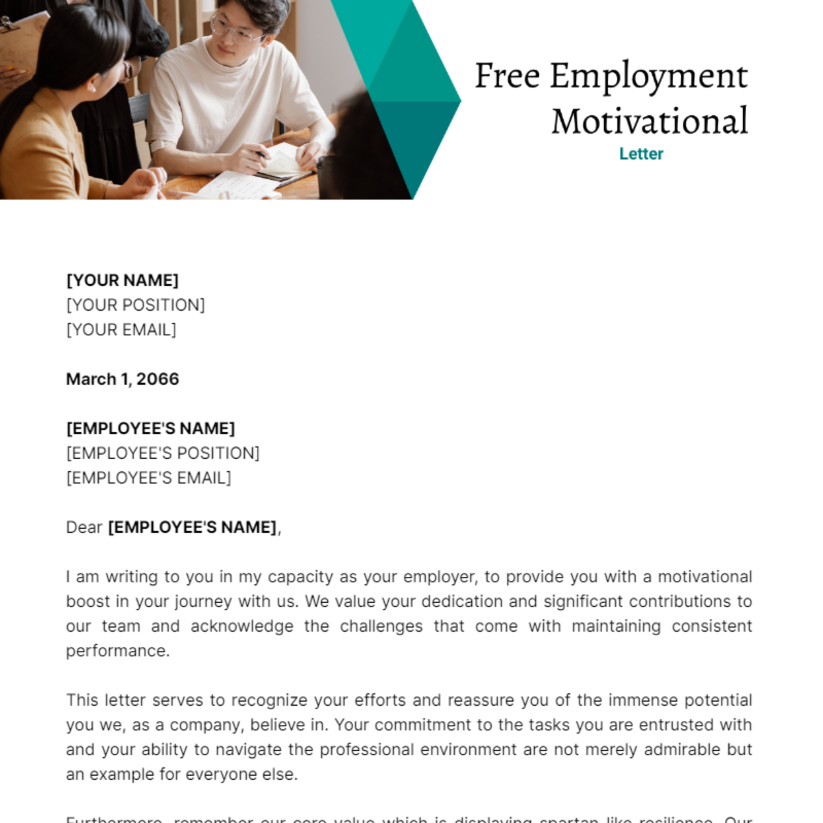 Employment Motivational Letter Template