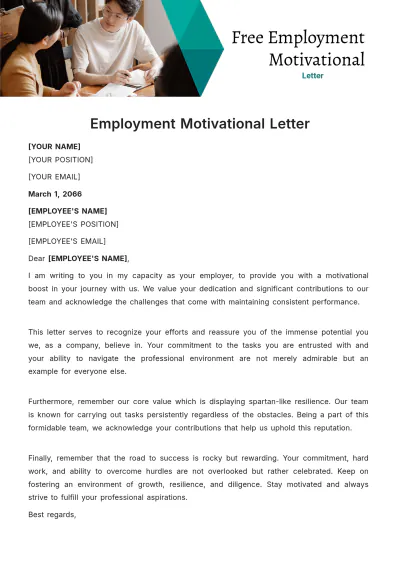Free Employment Motivational Letter Template to Edit Online