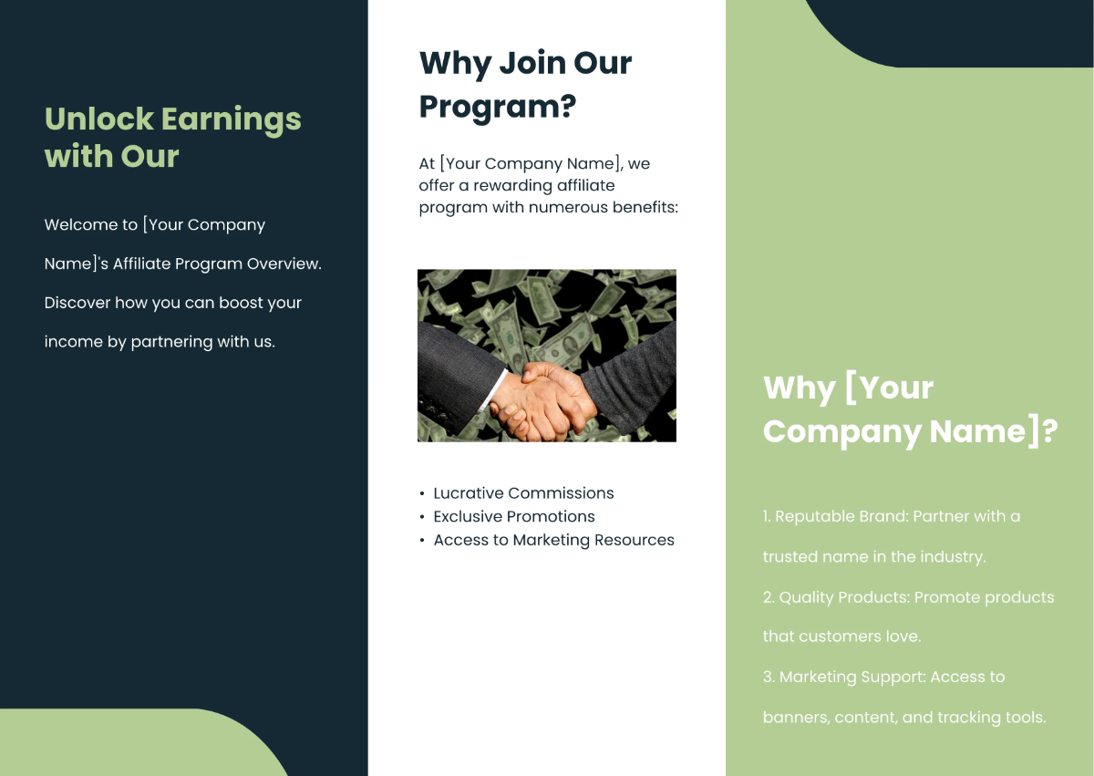 Free Marketing Affiliate Program Overview Pamphlet Template to Edit Online