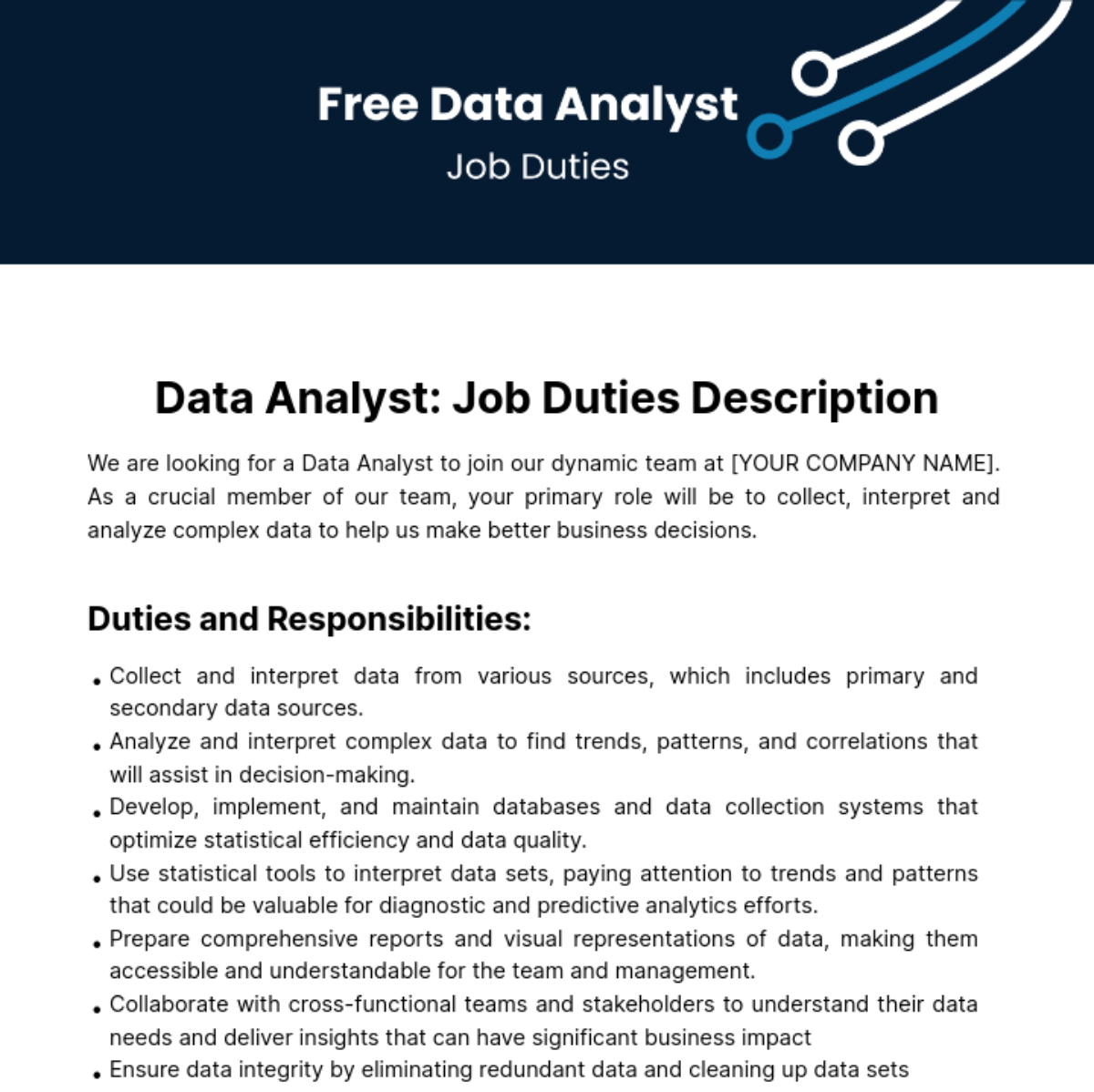 Free Data Analyst Job Duties Template
