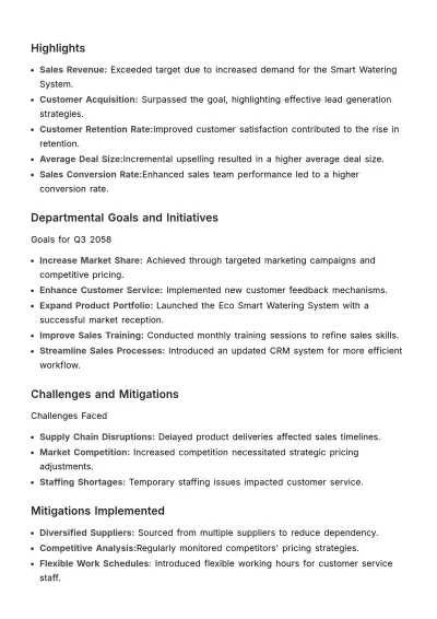 Free Quarterly Performance Report HR Template to Edit Online