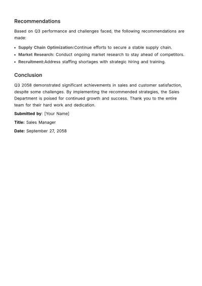 Free Quarterly Performance Report HR Template to Edit Online