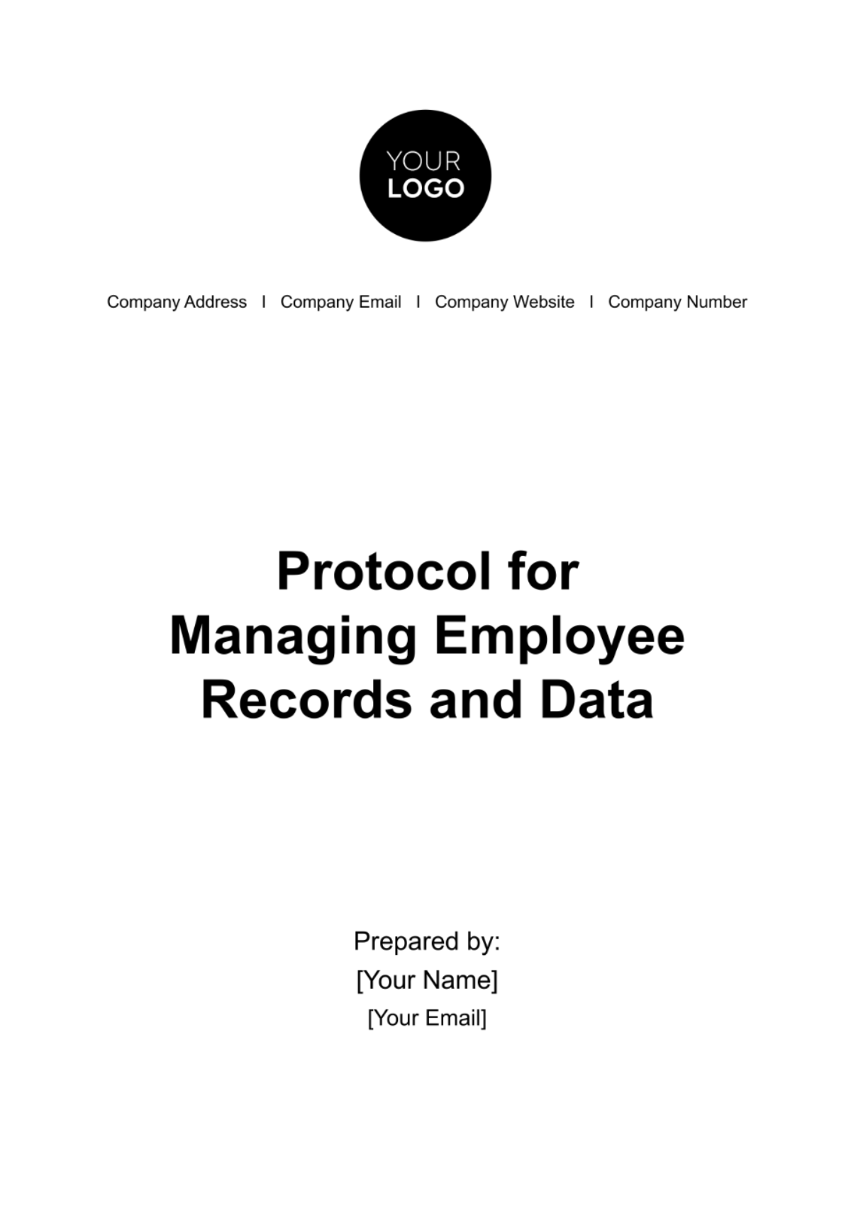 Free Protocol for Managing Employee Records and Data HR Template