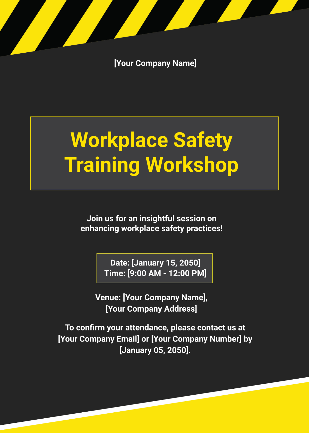 Workplace Safety Training Workshop Invitation Card Template Background