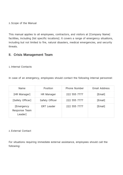 Free HR Crisis Management and Emergency Response Manual Template to Edit Online