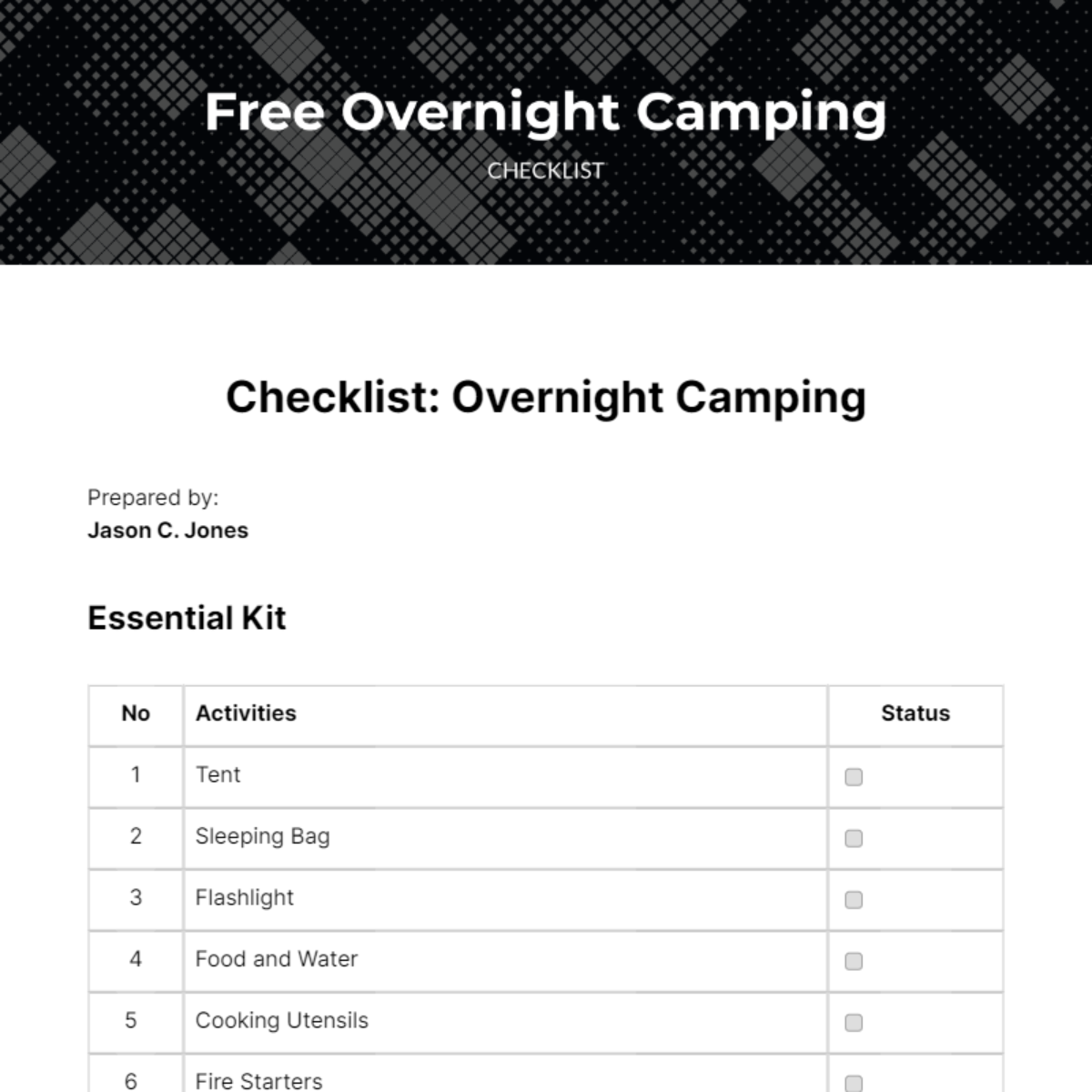 FREE Camping Checklist Templates & Examples Edit Online & Download
