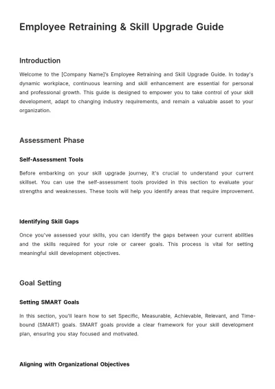 Free Employee Retraining and Skill Upgrade Guide HR Template to Edit Online