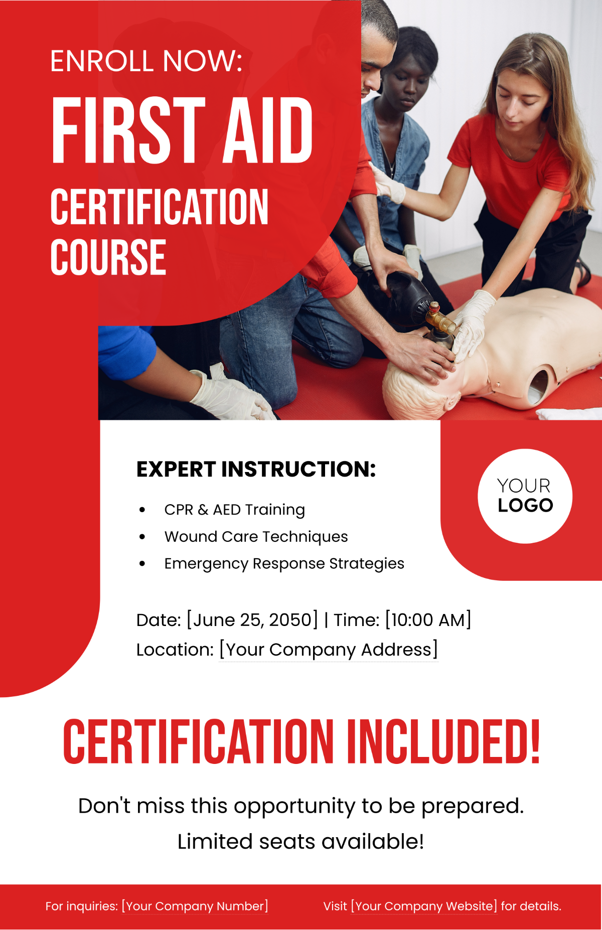 First Aid Certification Course Poster