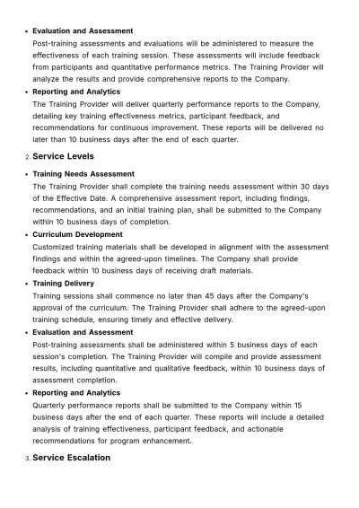 Free Training & Development SLA HR Template to Edit Online