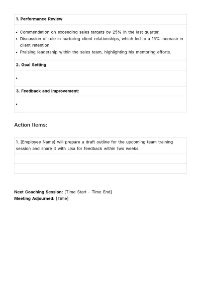 Free Coaching Session Minute HR Template to Edit Online