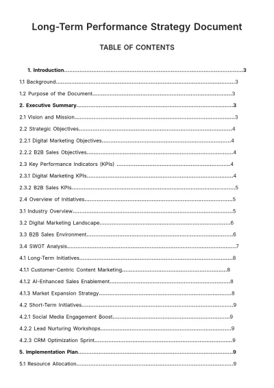 Free Long-Term Performance Strategy Document HR Template to Edit Online