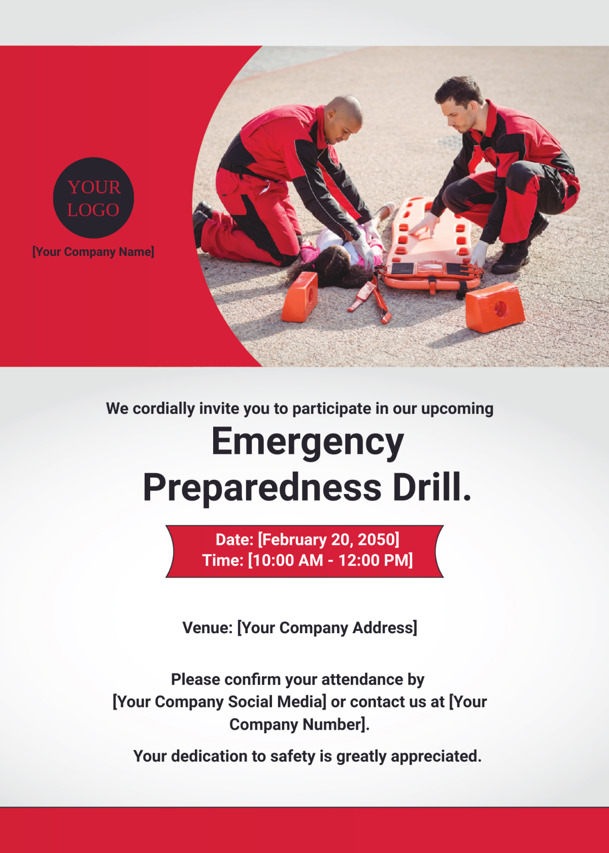 Emergency Preparedness Drill Invitation Card Template