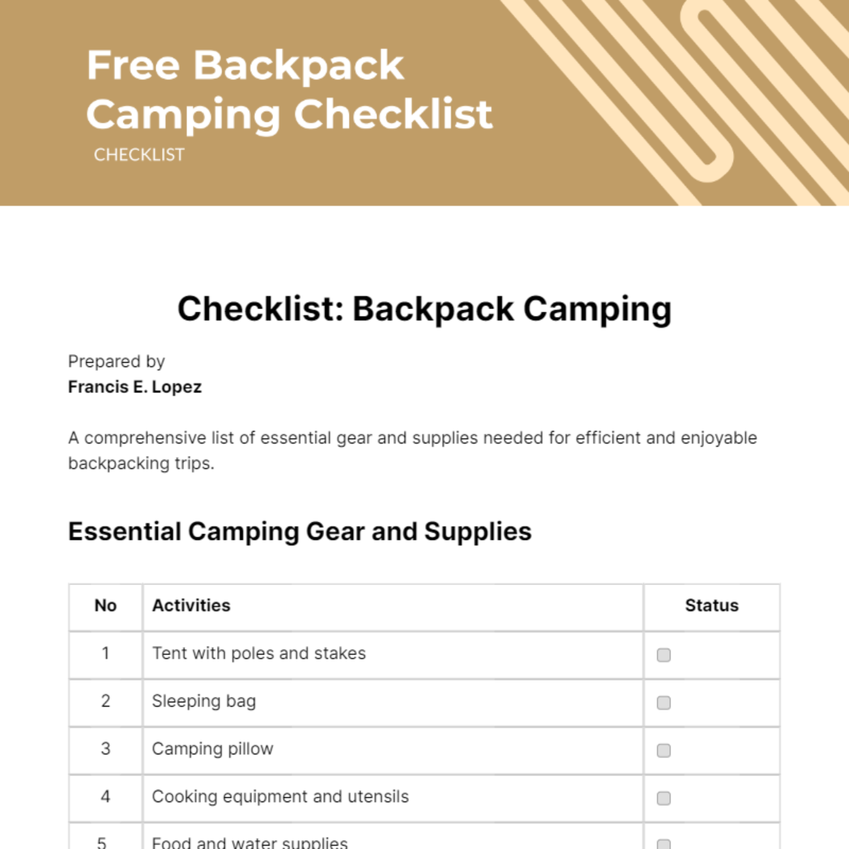 FREE Camping Checklist Templates & Examples - Edit Online & Download ...