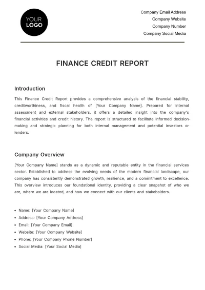 Free Finance Credit Report Template to Edit Online
