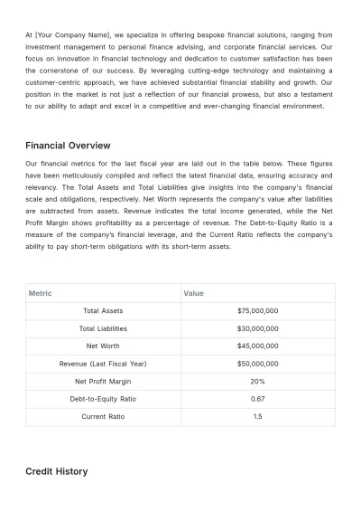 Free Finance Credit Report Template to Edit Online