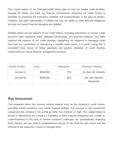 Free Finance Credit Report Template to Edit Online