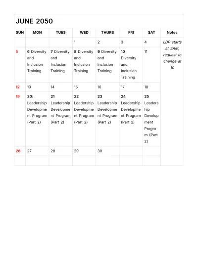 Free Training Schedule & Calendar Yearly Plan HR Template to Edit Online