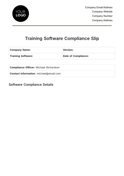 Free Training Software Compliance Slip HR Template to Edit Online