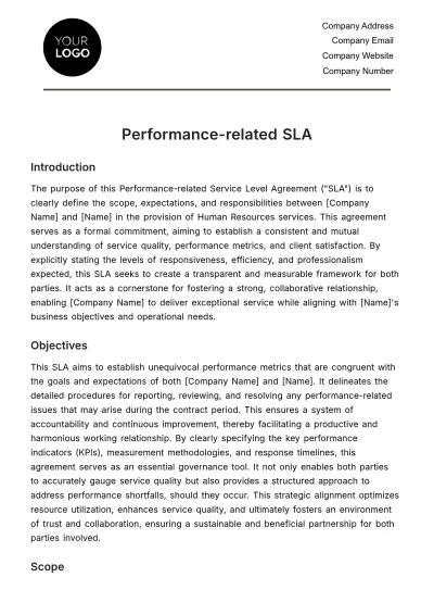 Free Performance-related SLA HR Template to Edit Online
