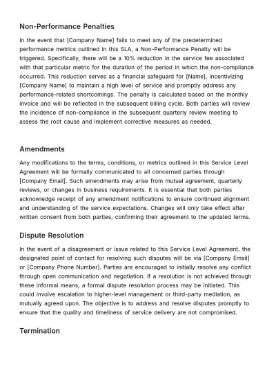 Free Performance-related SLA HR Template to Edit Online