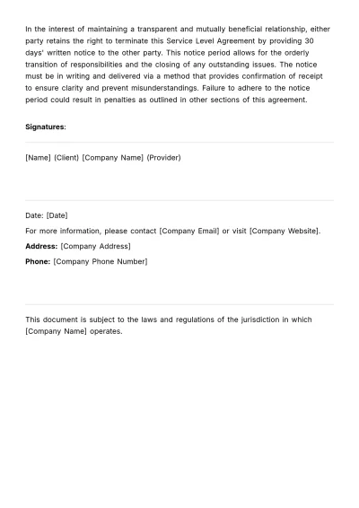 Free Performance-related SLA HR Template to Edit Online