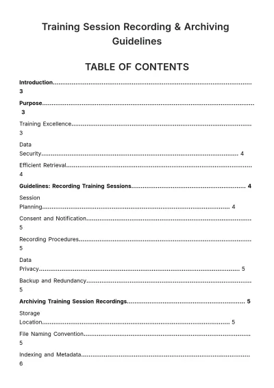 Free Training Session Recording & Archiving Guidelines HR Template to Edit Online