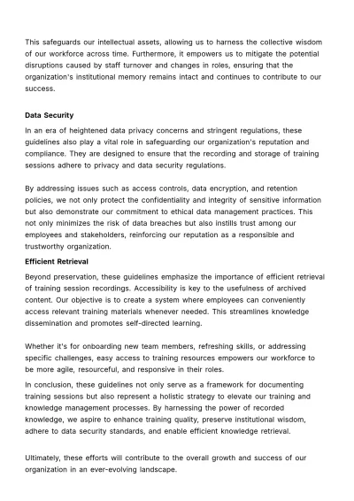 Free Training Session Recording & Archiving Guidelines HR Template to Edit Online