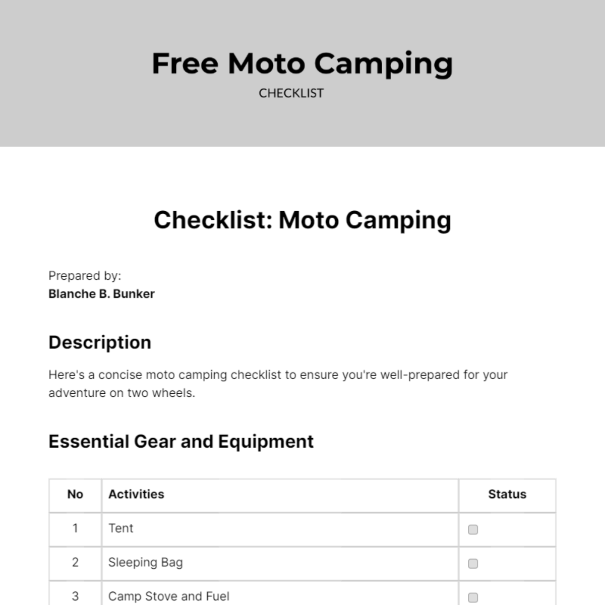 FREE Camping Checklist Templates & Examples Edit Online & Download