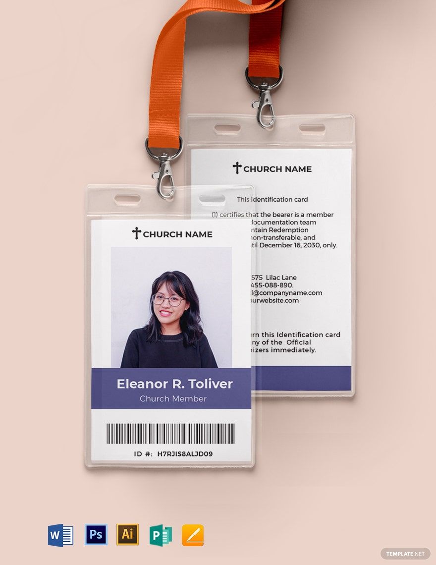 Free Sample Church ID Card Template Illustrator, Word, Apple Pages