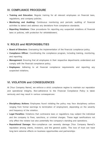 Free Financial Compliance Policy Template to Edit Online