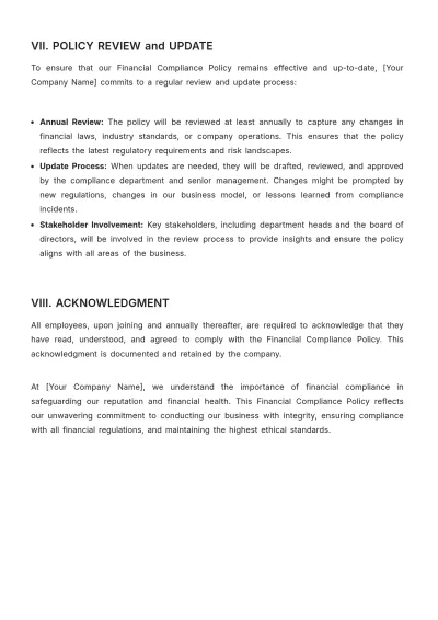Free Financial Compliance Policy Template to Edit Online