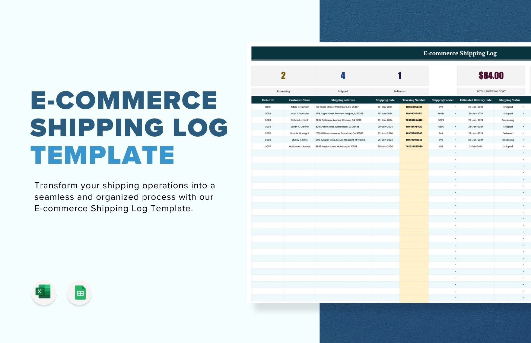 E-commerce Shipping Log Template
