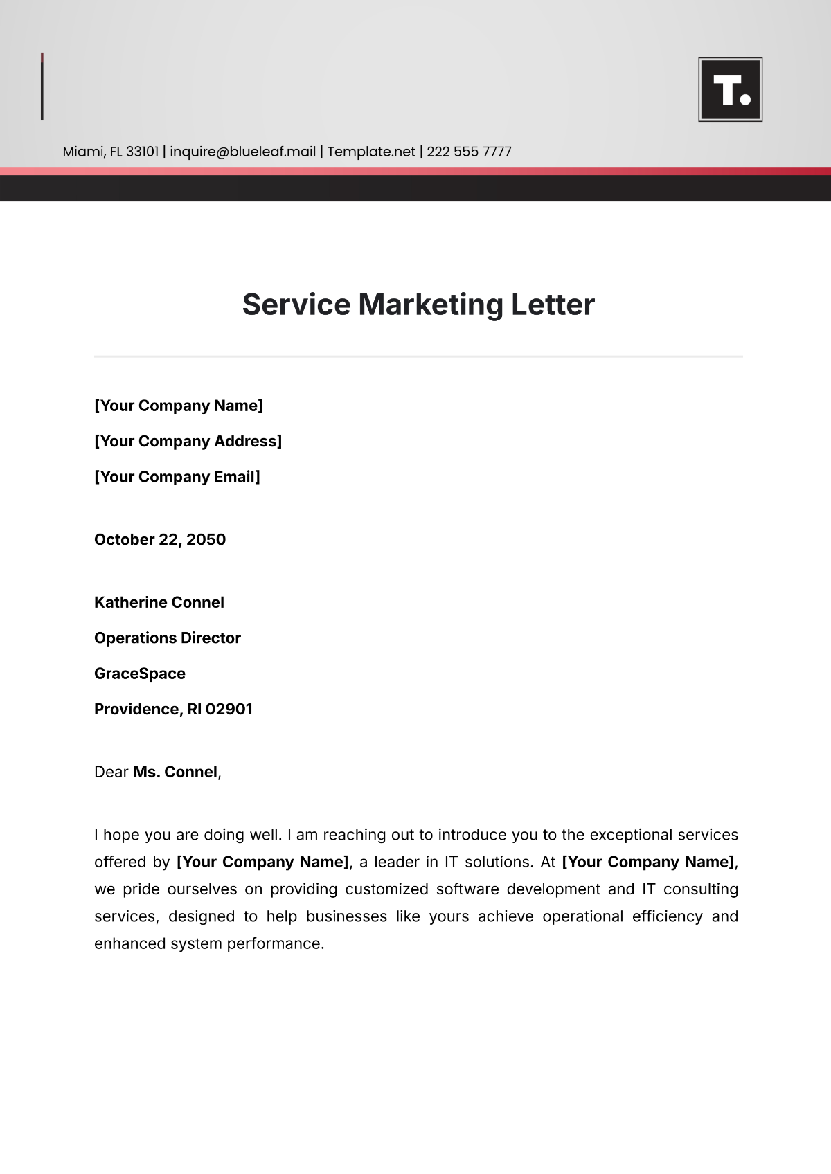 Free Service Marketing Letter Template