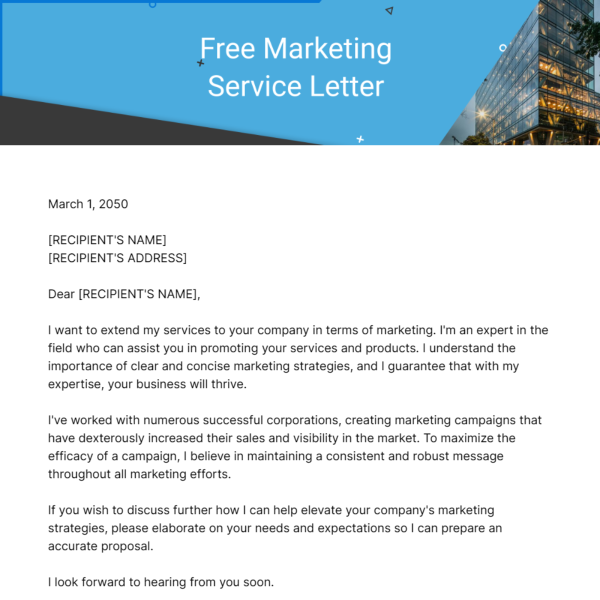 Marketing Service Letter Template