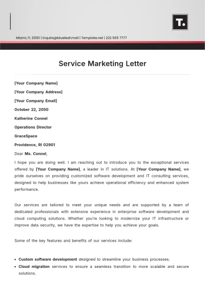 Free Service Marketing Letter Template to Edit Online