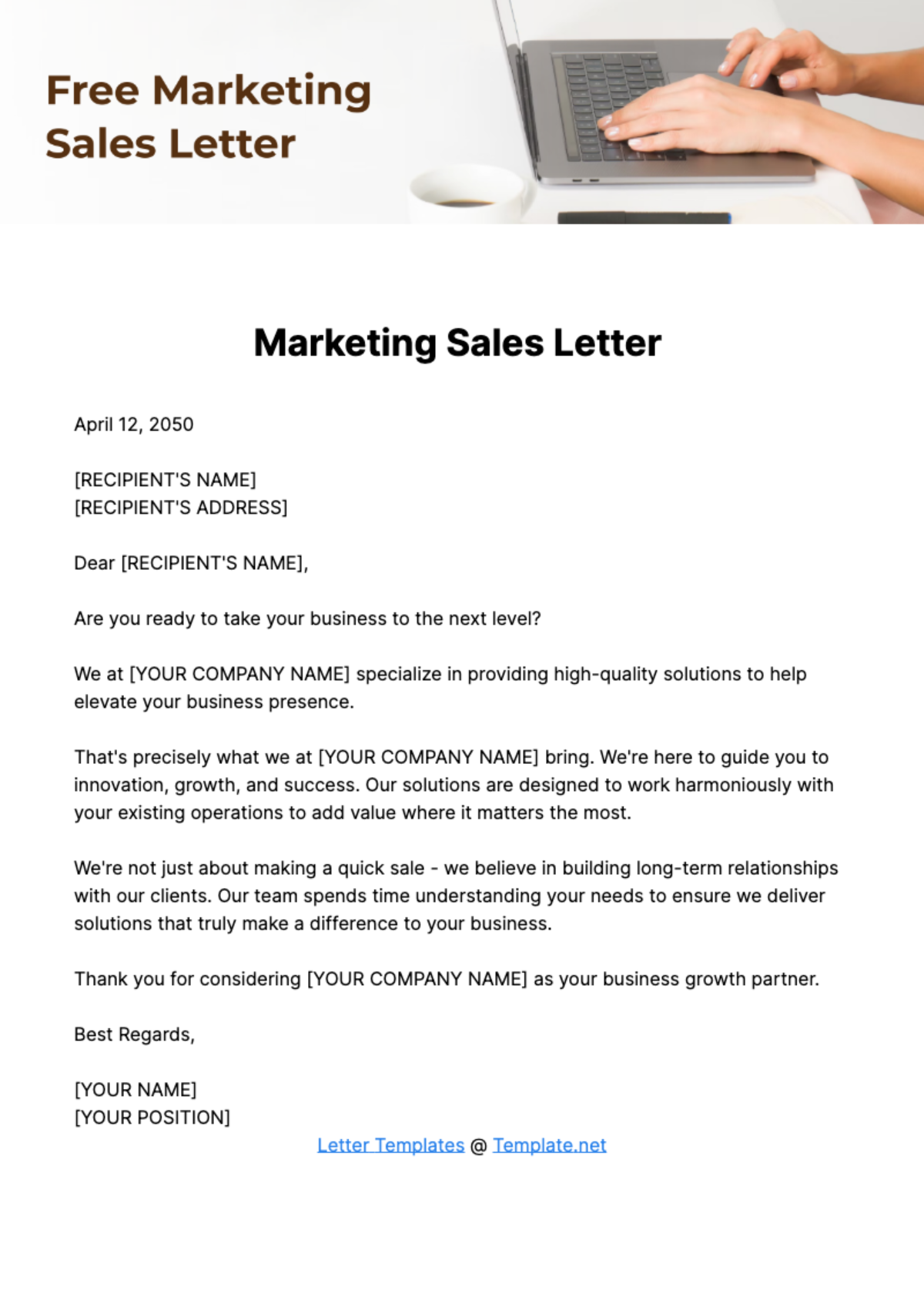 Free Marketing Sales Letter Template