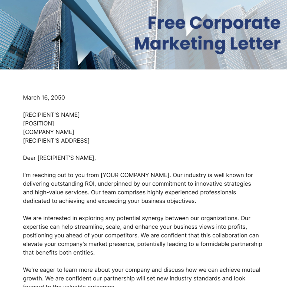 Corporate Marketing Letter Template