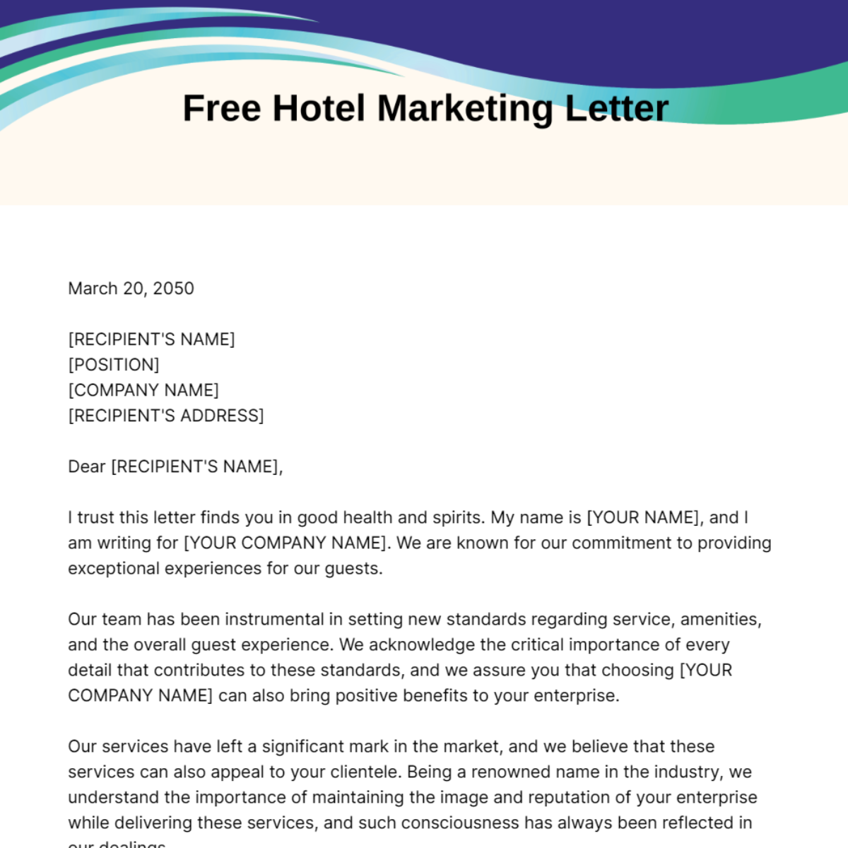 Hotel Marketing Letter Template