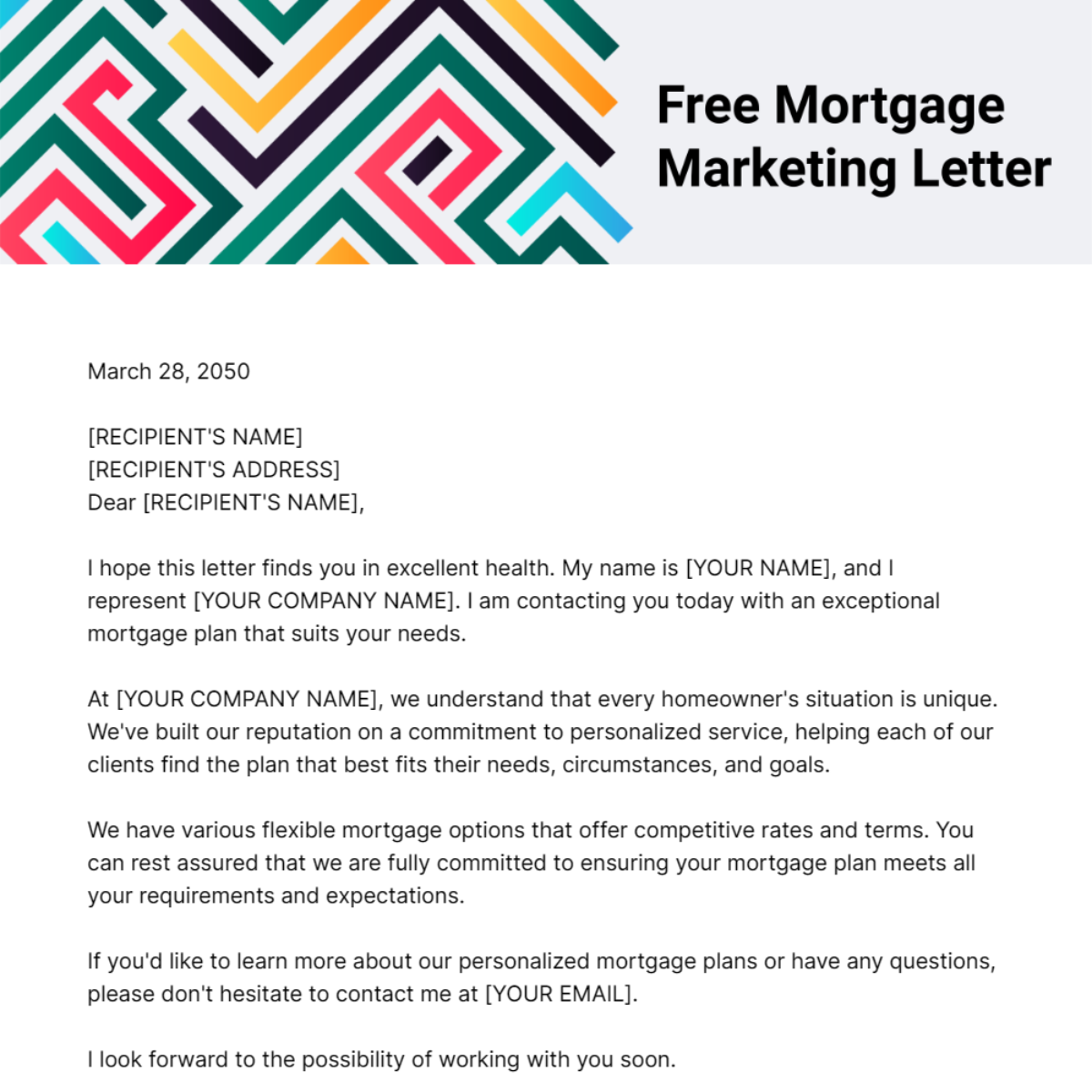 Mortgage Marketing Letter Template