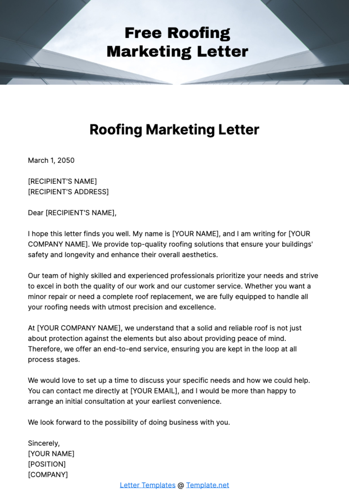 Free Roofing Marketing Letter Template