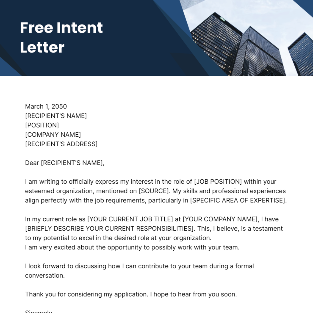 Intent Letter Template