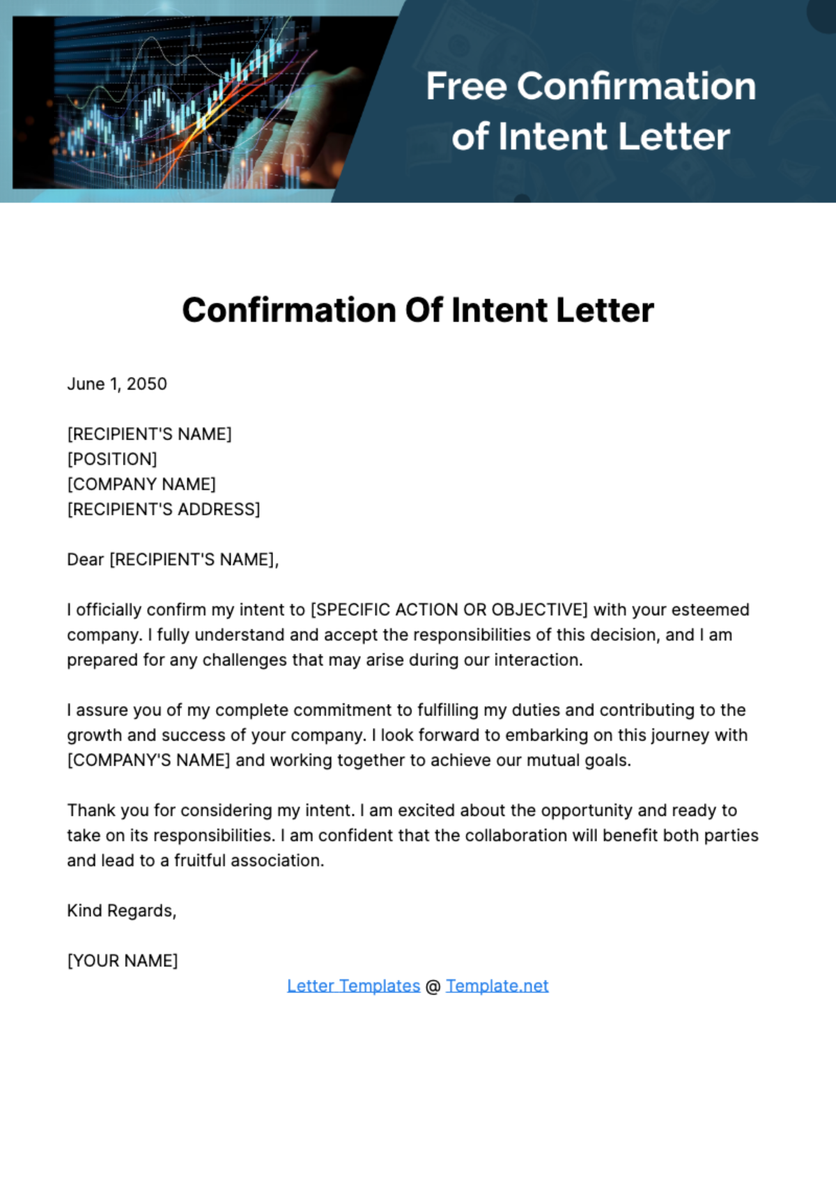 Free Confirmation of Intent Letter Template