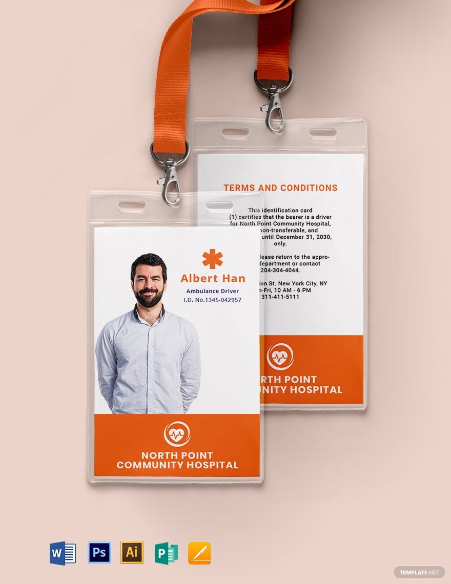 Ambulance ID Card Template in Word, Illustrator, PSD, Apple Pages, Publisher